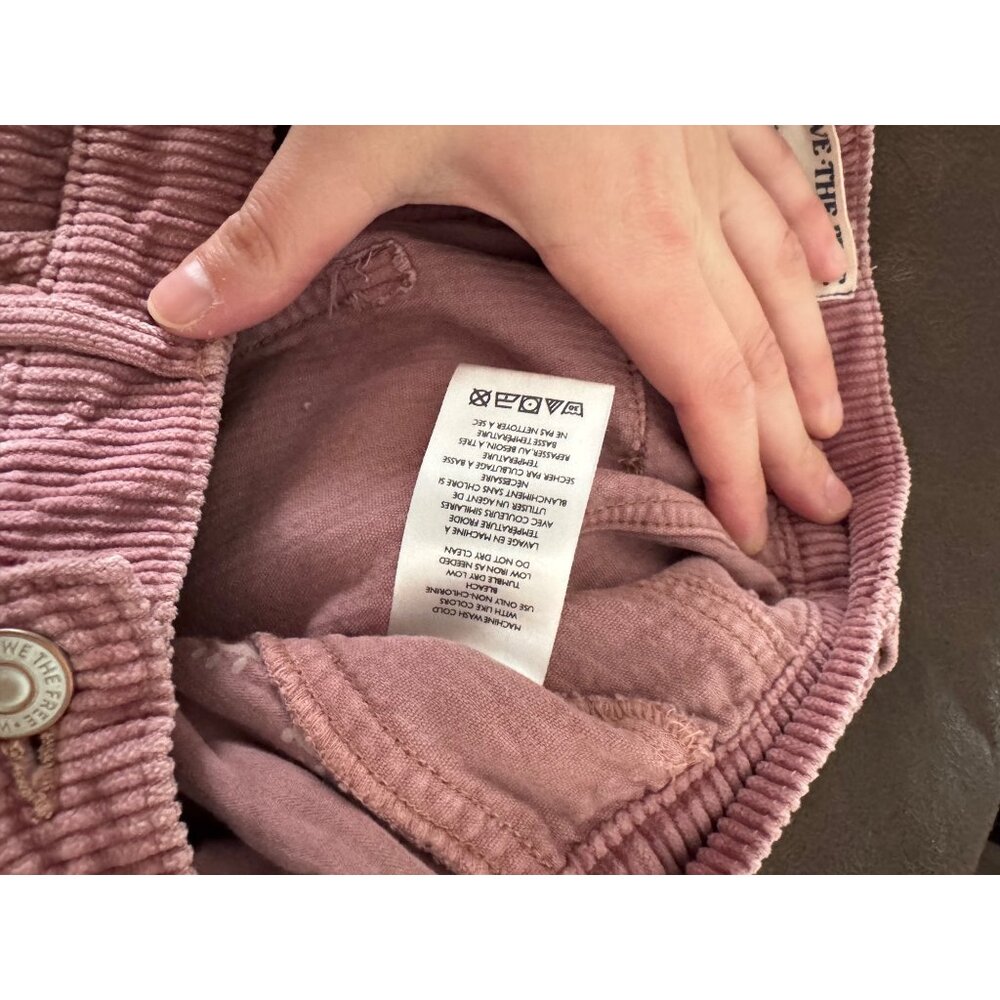 We The Free Good Luck Mid Ride Corduroy Pink Jeans Barrel Wide Leg Sz 25 - Picture 6 of 6